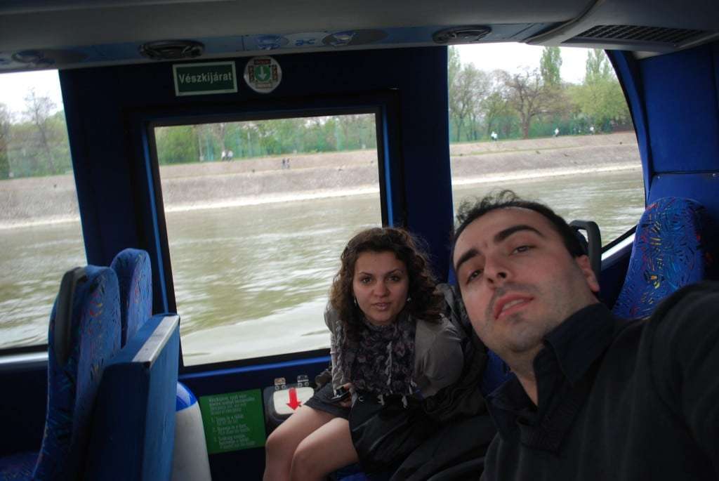 The amphibia bus ready to splash into the Danube river at any time