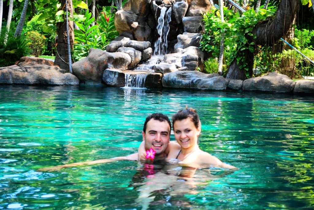 Relaxing in a heavenly pool in Amed, Bali.