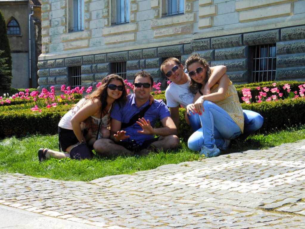 In front of the City Hall of Sigisoara